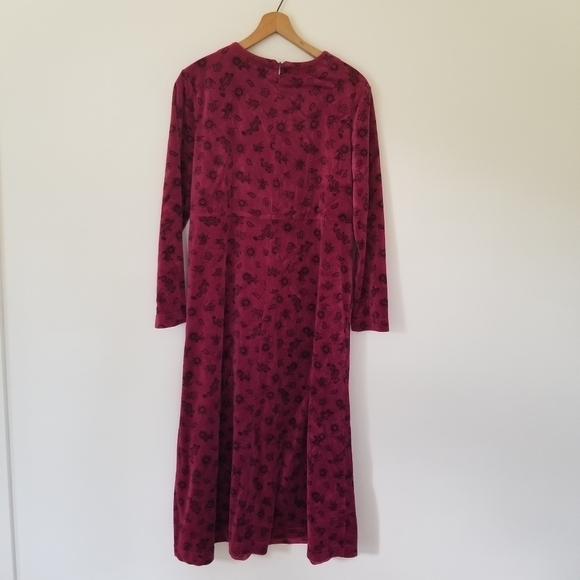 Vintage Talbots Petite Velvet Floral Midi Long Sleeve Dress Size PM - Picture 9 of 10